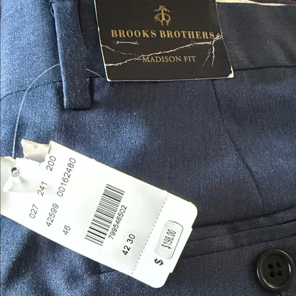 💰SALE NWT Brooks Brothers Dark Blue Madison Fit Pants - Picture 2 of 7